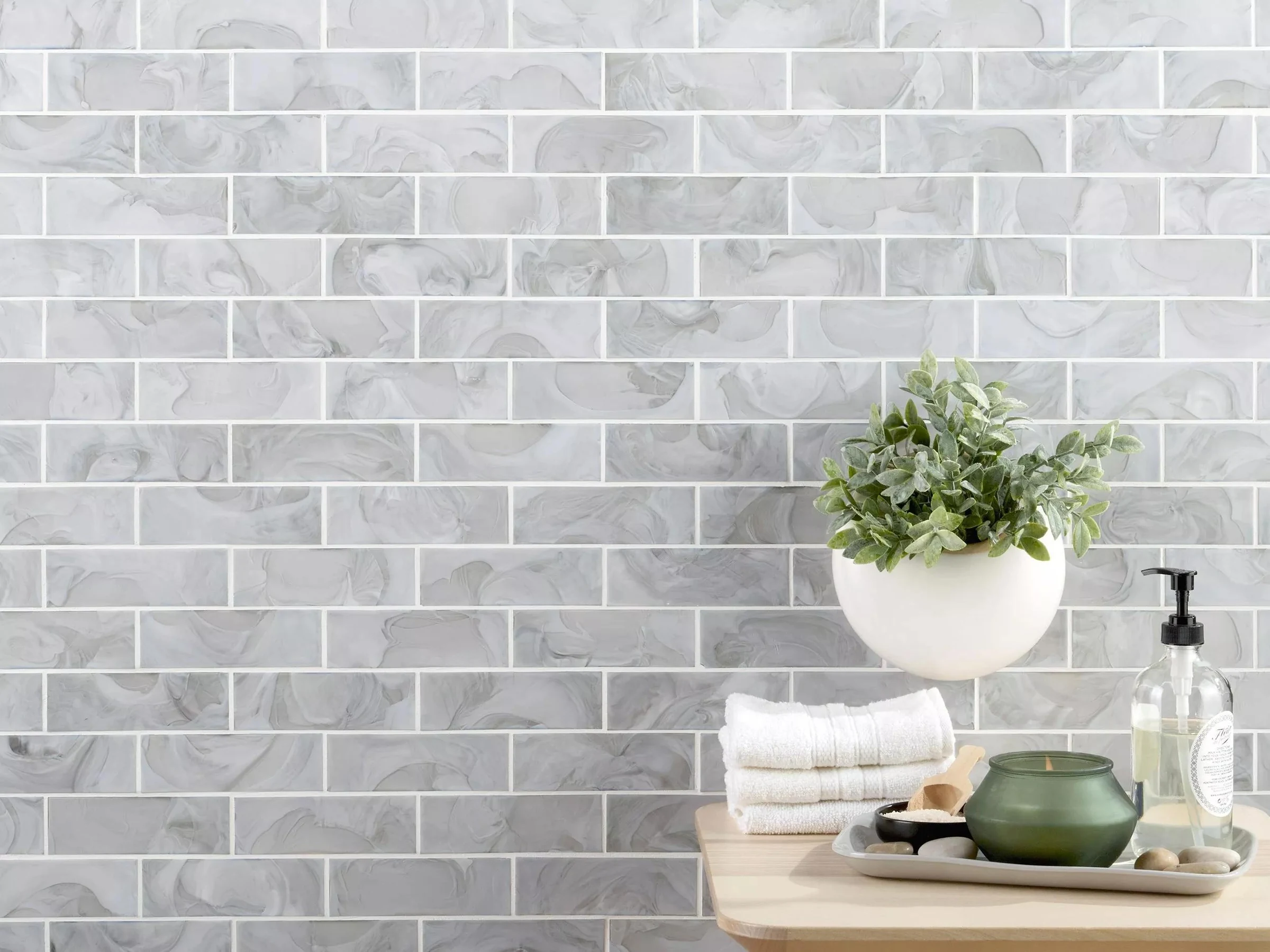 Graphite Brick molten glass mosaic