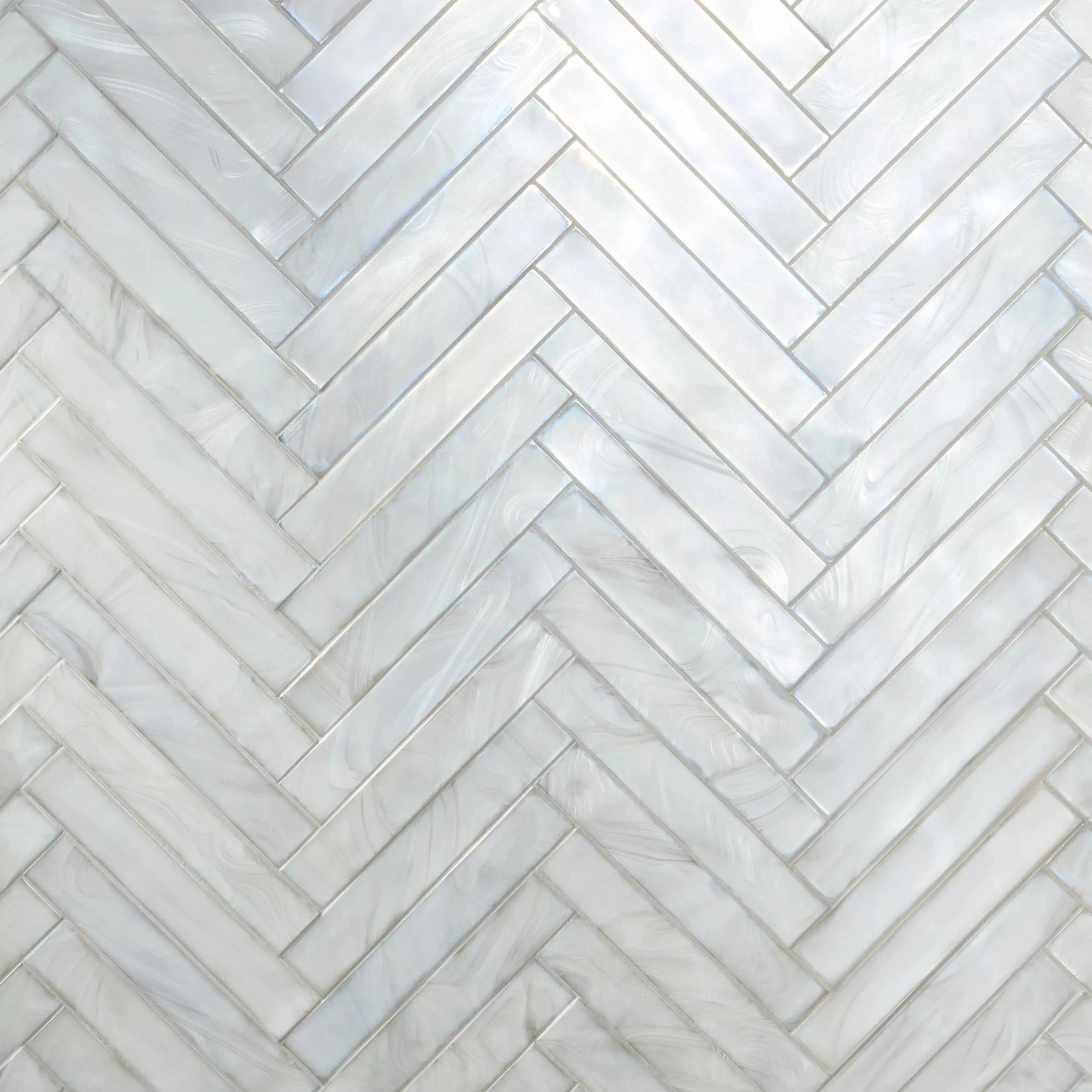 Pearl Herringbone molten glass mosaic